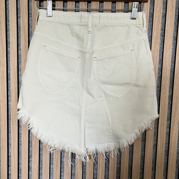 Free People Bailey Cream Denim Mini Skirt, Coconut - 25 - Picture 5 of 6
